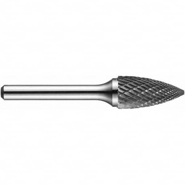 Precision Twist Drill - 3/8" Cut Diam, 1/4" Shank Diam, Carbide Double Cut Conical Radius End Burr - Industrial Tool & Supply