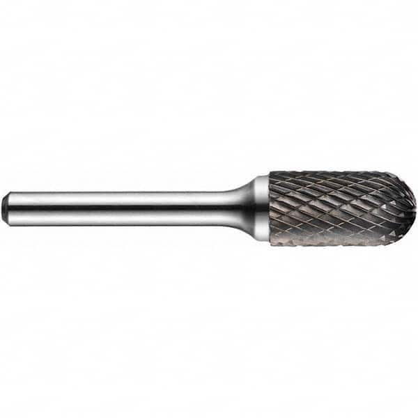 Precision Twist Drill - 1/2" Cut Diam, 1/4" Shank Diam, Carbide Double Cut Cylinder Ball End Burr - Industrial Tool & Supply