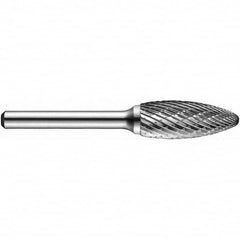 Precision Twist Drill - 1/4" Cut Diam, 1/4" Shank Diam, Carbide Double Cut Tree Burr with Radius - Industrial Tool & Supply