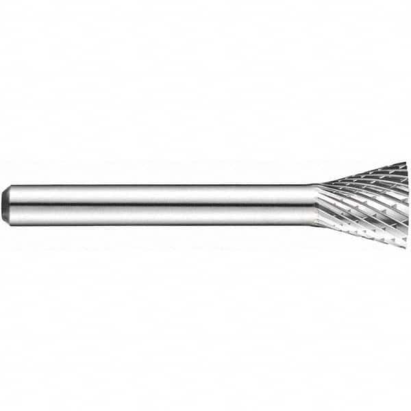 Precision Twist Drill - 5/8" Cut Diam, 1/4" Shank Diam, Carbide Double Cut Inverted Cone Burr - Industrial Tool & Supply