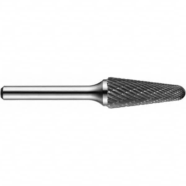 Precision Twist Drill - 5/8" Cut Diam, 1/4" Shank Diam, Carbide Double Cut Conical Radius End Burr - Industrial Tool & Supply