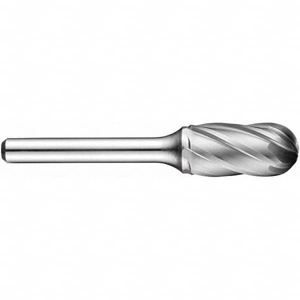 Precision Twist Drill - 3/8" Cut Diam, 1/4" Shank Diam, Carbide Aluma Cut Cylinder Ball End Burr - Industrial Tool & Supply