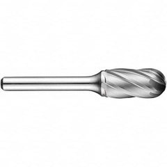 Precision Twist Drill - 7/16" Cut Diam, 1/4" Shank Diam, Carbide Aluma Cut Cylinder Burr with Radius - Industrial Tool & Supply
