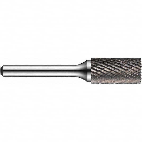 Precision Twist Drill - 1/4" Cut Diam, 1/8" Shank Diam, Carbide Double Cut Cylinder Burr with End Cut - Industrial Tool & Supply