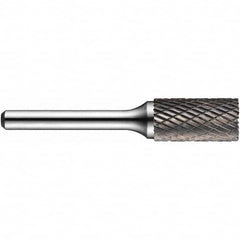 Precision Twist Drill - 5/8" Cut Diam, 1/4" Shank Diam, Carbide Double Cut Cylinder Burr with End Cut - Industrial Tool & Supply