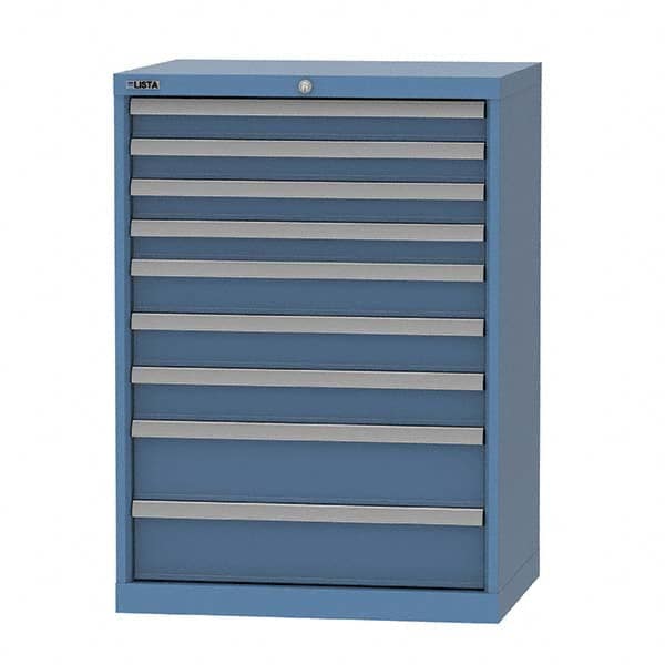LISTA - 9 Drawer, 124 Compartment Bright Blue Steel Modular Storage Cabinet - Industrial Tool & Supply