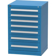 Vidmar - 7 Drawer Bright Blue Steel Modular Storage Cabinet - Industrial Tool & Supply