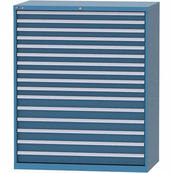LISTA - 16 Drawer, 216 Compartment Bright Blue Steel Modular Storage Cabinet - Industrial Tool & Supply