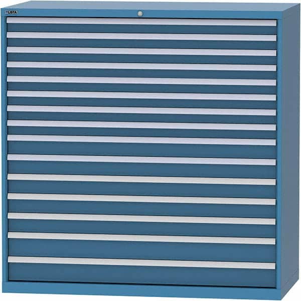 LISTA - 15 Drawer, 84 Compartment Bright Blue Steel Modular Storage Cabinet - Industrial Tool & Supply