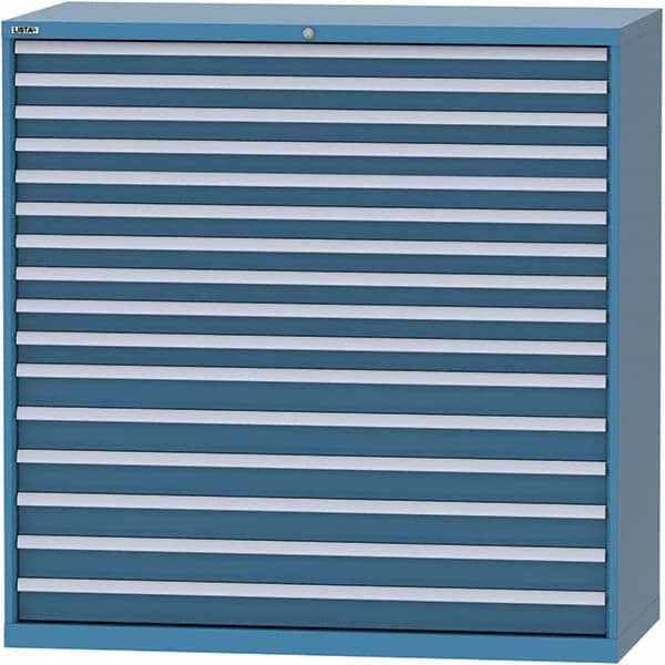 LISTA - 16 Drawer, 84 Compartment Bright Blue Steel Modular Storage Cabinet - Industrial Tool & Supply