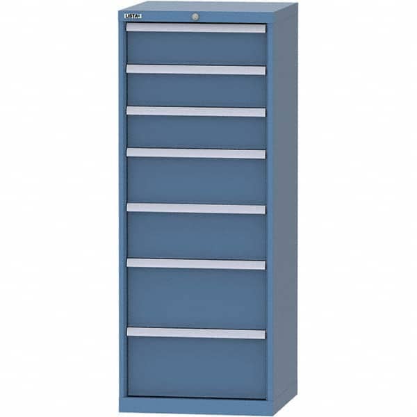 LISTA - 7 Drawer, 84 Compartment Bright Blue Steel Modular Storage Cabinet - Industrial Tool & Supply