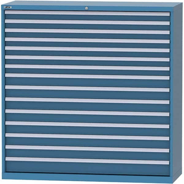 LISTA - 15 Drawer, 84 Compartment Bright Blue Steel Modular Storage Cabinet - Industrial Tool & Supply
