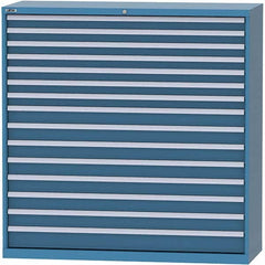 LISTA - 15 Drawer, 84 Compartment Bright Blue Steel Modular Storage Cabinet - Industrial Tool & Supply