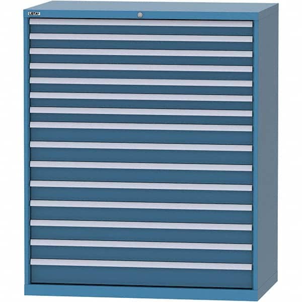 LISTA - 15 Drawer, 216 Compartment Bright Blue Steel Modular Storage Cabinet - Industrial Tool & Supply