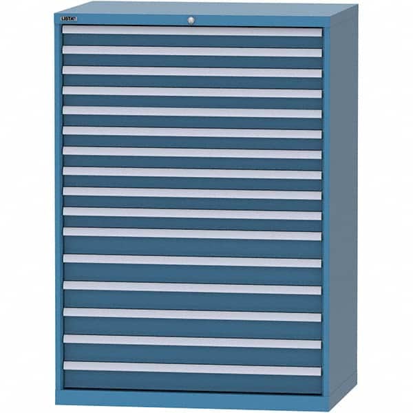 LISTA - 16 Drawer, 99 Compartment Bright Blue Steel Modular Storage Cabinet - Industrial Tool & Supply