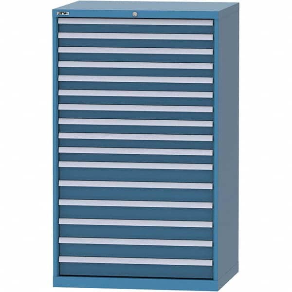 LISTA - 16 Drawer, 84 Compartment Bright Blue Steel Modular Storage Cabinet - Industrial Tool & Supply