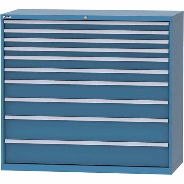 LISTA - 10 Drawer, 84 Compartment Bright Blue Steel Modular Storage Cabinet - Industrial Tool & Supply