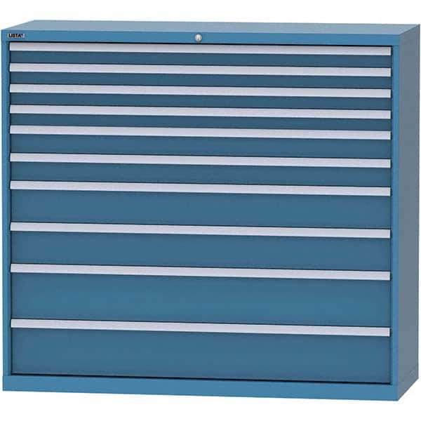 LISTA - 10 Drawer, 84 Compartment Bright Blue Steel Modular Storage Cabinet - Industrial Tool & Supply