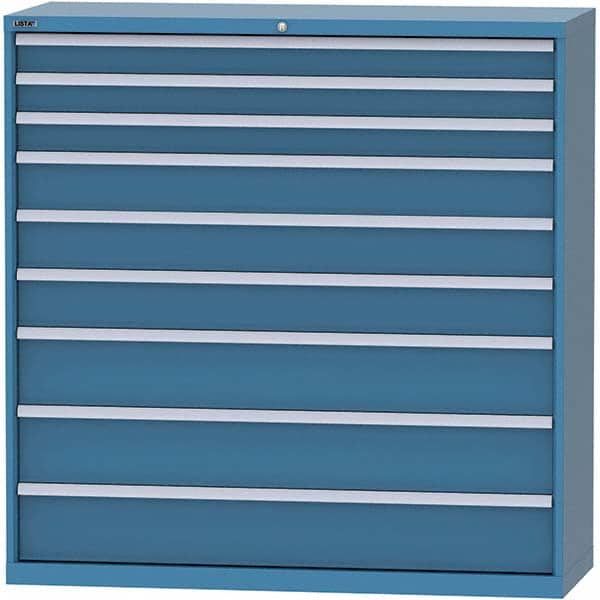 LISTA - 9 Drawer, 84 Compartment Bright Blue Steel Modular Storage Cabinet - Industrial Tool & Supply