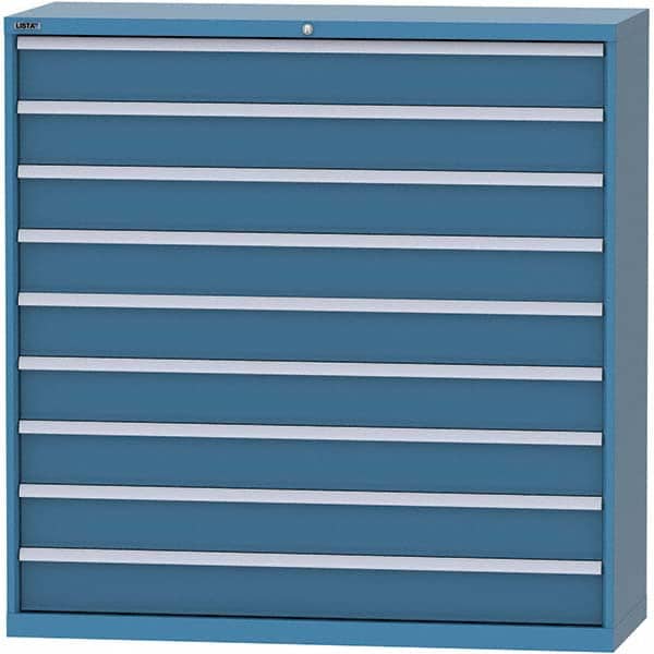LISTA - 9 Drawer, 84 Compartment Bright Blue Steel Modular Storage Cabinet - Industrial Tool & Supply