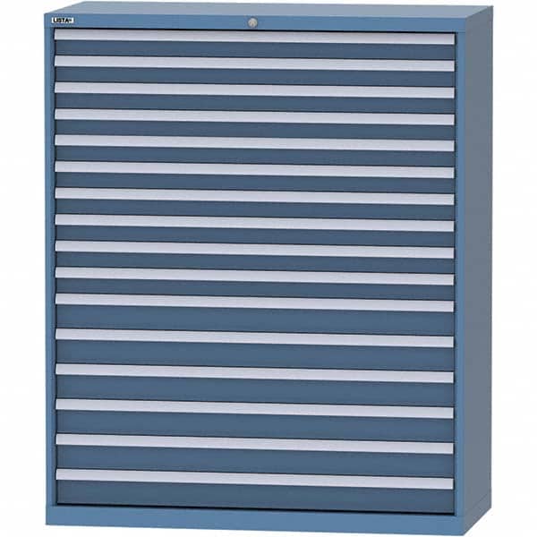 LISTA - 16 Drawer, 99 Compartment Bright Blue Steel Modular Storage Cabinet - Industrial Tool & Supply
