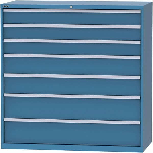 LISTA - 7 Drawer, 84 Compartment Bright Blue Steel Modular Storage Cabinet - Industrial Tool & Supply