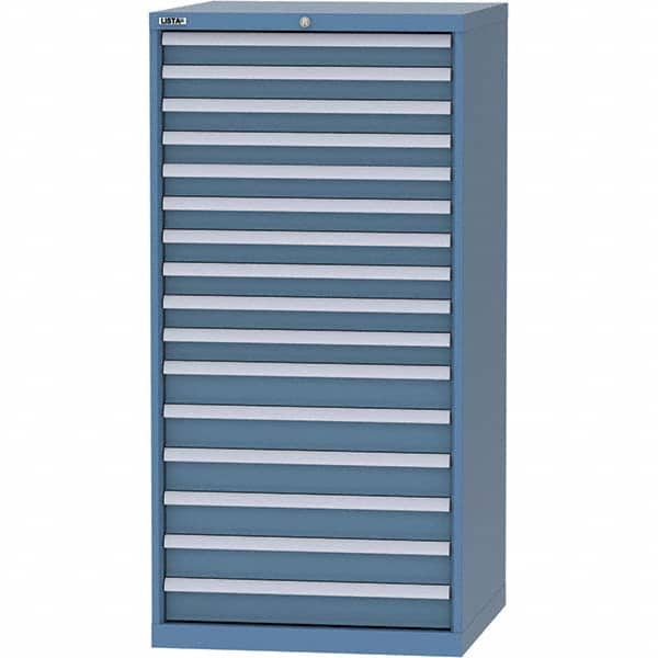 LISTA - 16 Drawer, 124 Compartment Bright Blue Steel Modular Storage Cabinet - Industrial Tool & Supply