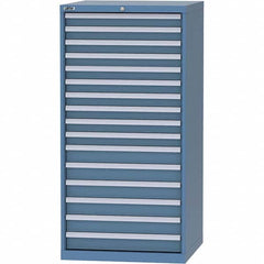LISTA - 16 Drawer, 124 Compartment Bright Blue Steel Modular Storage Cabinet - Industrial Tool & Supply