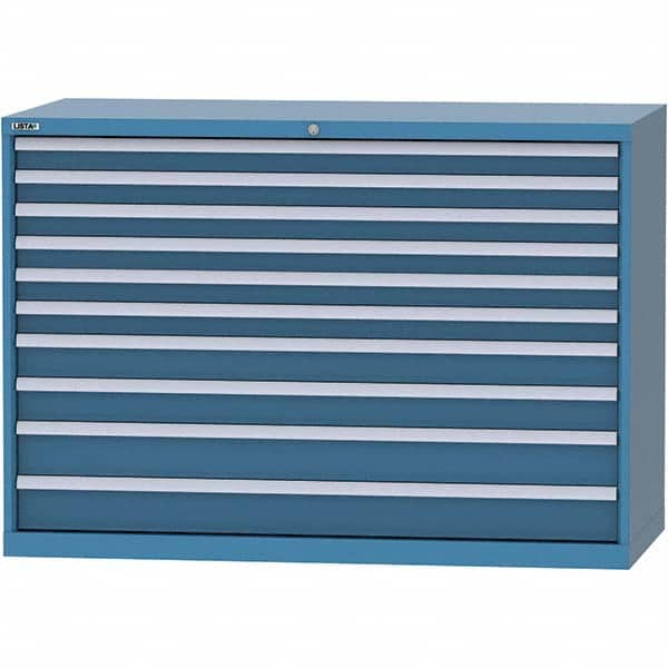 LISTA - 10 Drawer, 84 Compartment Bright Blue Steel Modular Storage Cabinet - Industrial Tool & Supply