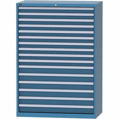 LISTA - 16 Drawer, 84 Compartment Bright Blue Steel Modular Storage Cabinet - Industrial Tool & Supply