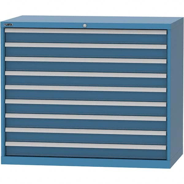 LISTA - 9 Drawer, 99 Compartment Bright Blue Steel Modular Storage Cabinet - Industrial Tool & Supply