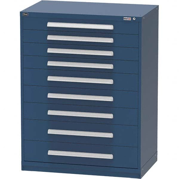Vidmar - 9 Drawer Bright Blue Steel Modular Storage Cabinet - Industrial Tool & Supply