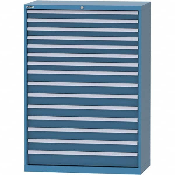 LISTA - 15 Drawer, 84 Compartment Bright Blue Steel Modular Storage Cabinet - Industrial Tool & Supply