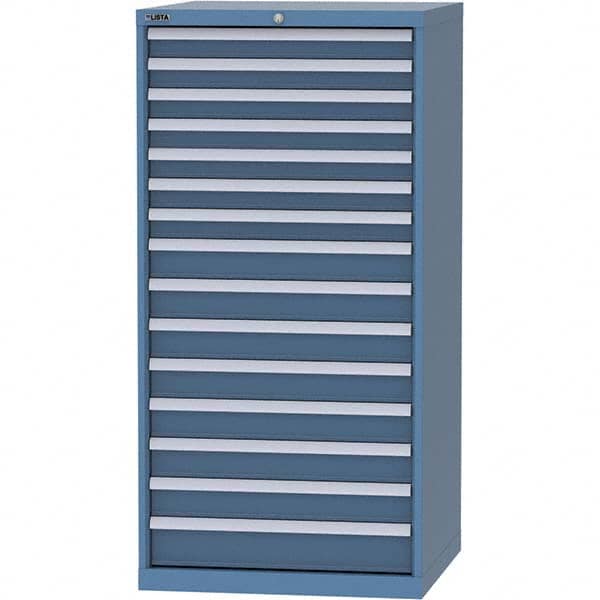 LISTA - 15 Drawer, 124 Compartment Bright Blue Steel Modular Storage Cabinet - Industrial Tool & Supply