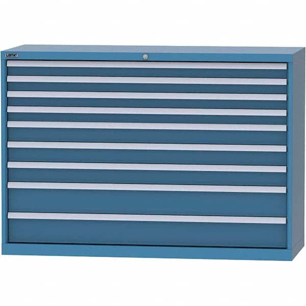 LISTA - 9 Drawer, 84 Compartment Bright Blue Steel Modular Storage Cabinet - Industrial Tool & Supply