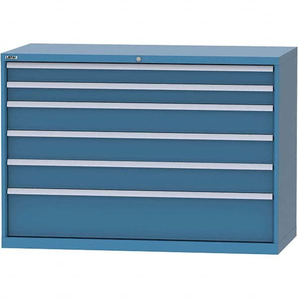 LISTA - 6 Drawer, 84 Compartment Bright Blue Steel Modular Storage Cabinet - Industrial Tool & Supply