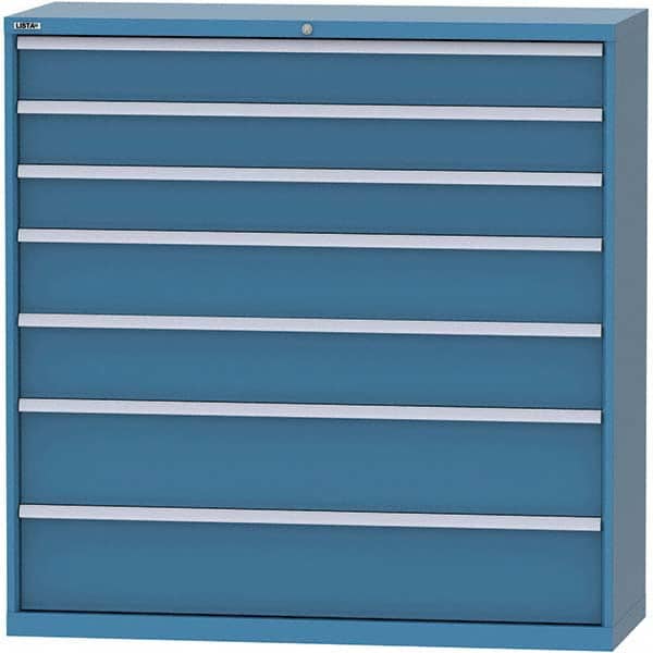 LISTA - 7 Drawer, 84 Compartment Bright Blue Steel Modular Storage Cabinet - Industrial Tool & Supply