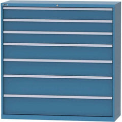 LISTA - 7 Drawer, 84 Compartment Bright Blue Steel Modular Storage Cabinet - Industrial Tool & Supply