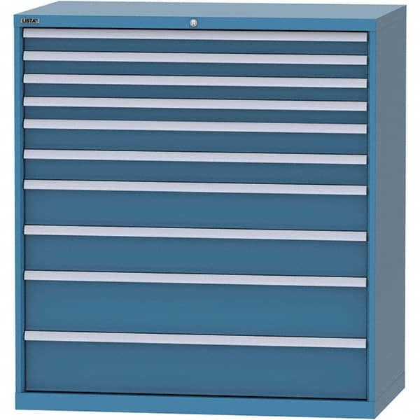 LISTA - 10 Drawer, 96 Compartment Bright Blue Steel Modular Storage Cabinet - Industrial Tool & Supply