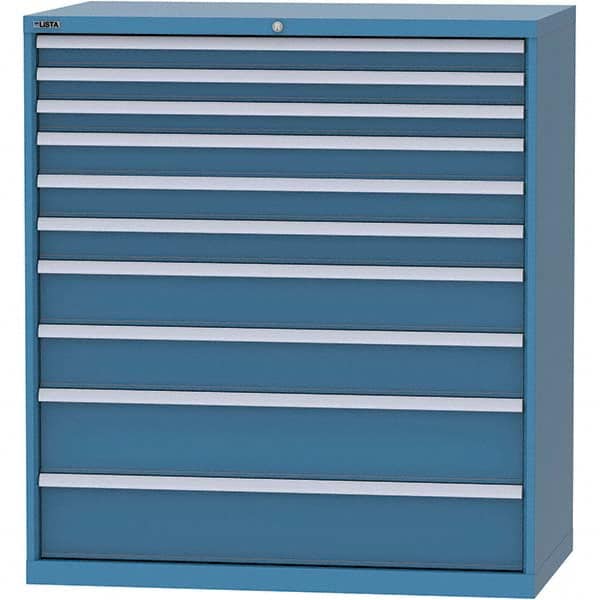 LISTA - 10 Drawer, 159 Compartment Bright Blue Steel Modular Storage Cabinet - Industrial Tool & Supply