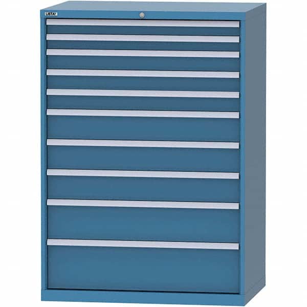 LISTA - 10 Drawer, 99 Compartment Bright Blue Steel Modular Storage Cabinet - Industrial Tool & Supply
