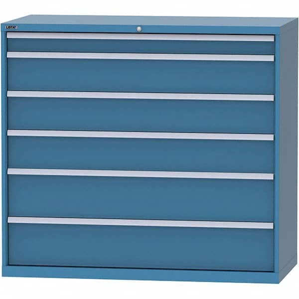 LISTA - 6 Drawer, 84 Compartment Bright Blue Steel Modular Storage Cabinet - Industrial Tool & Supply