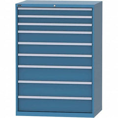 LISTA - 9 Drawer, 99 Compartment Bright Blue Steel Modular Storage Cabinet - Industrial Tool & Supply