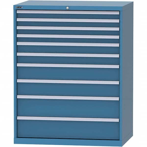 LISTA - 10 Drawer, 99 Compartment Bright Blue Steel Modular Storage Cabinet - Industrial Tool & Supply