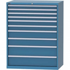 LISTA - 10 Drawer, 99 Compartment Bright Blue Steel Modular Storage Cabinet - Industrial Tool & Supply