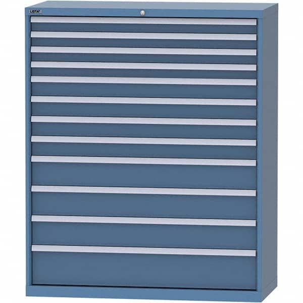 LISTA - 12 Drawer, 99 Compartment Bright Blue Steel Modular Storage Cabinet - Industrial Tool & Supply