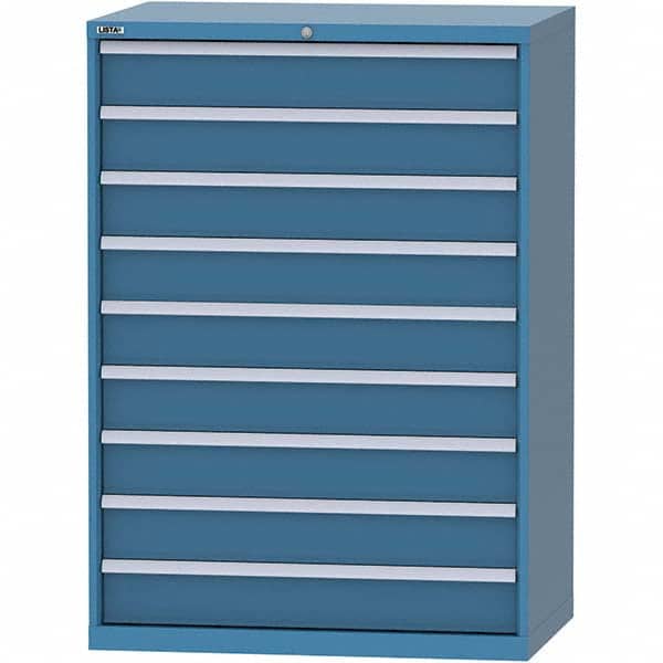 LISTA - 9 Drawer, 99 Compartment Bright Blue Steel Modular Storage Cabinet - Industrial Tool & Supply