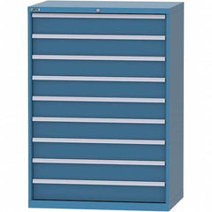 LISTA - 9 Drawer, 99 Compartment Bright Blue Steel Modular Storage Cabinet - Industrial Tool & Supply