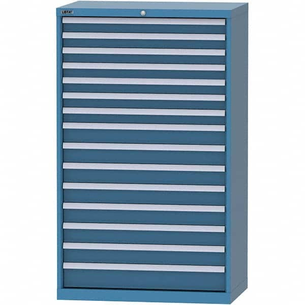 LISTA - 15 Drawer, 84 Compartment Bright Blue Steel Modular Storage Cabinet - Industrial Tool & Supply