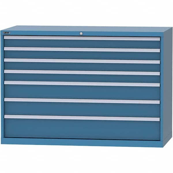 LISTA - 7 Drawer, 84 Compartment Bright Blue Steel Modular Storage Cabinet - Industrial Tool & Supply